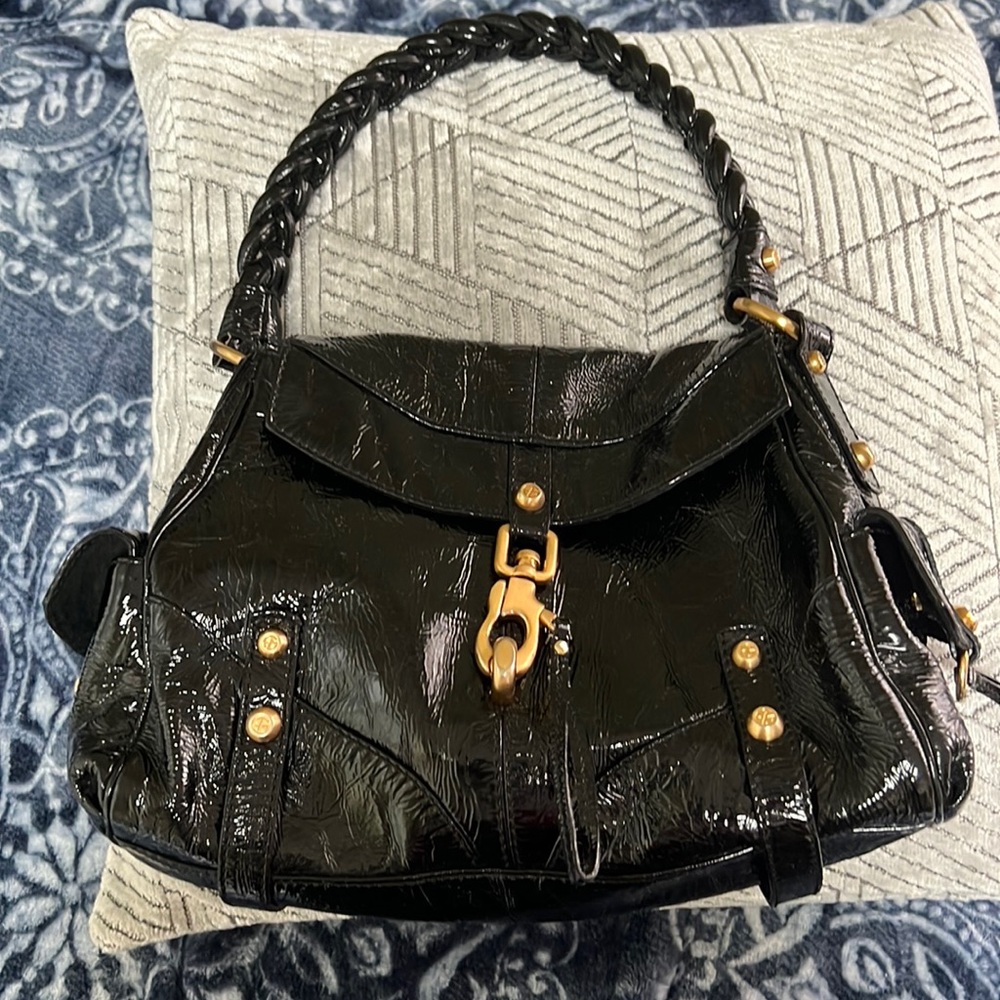 Leather shoulder bag with side pockets, Fransico Biasia